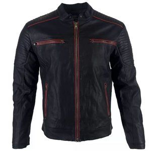 AMERICAN FIGHTER Men's Jacket UNSER Faux Leather Hooded Biker Black